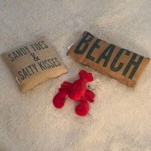 Coastal Themed Decorative Pillow of 2 & Red Lobster 🦞